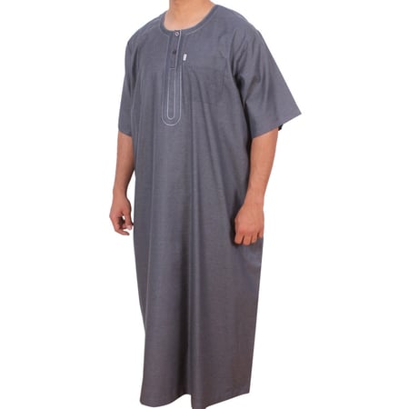 جلابية رجالي مطرز نص كم  L