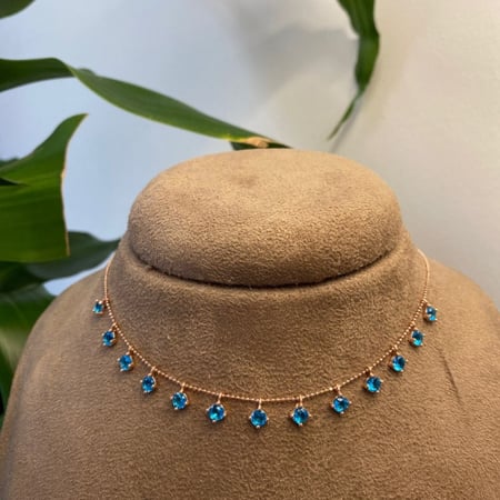 تشوكر Turquoise فضة استرلينية عيار 925 - روز قولد