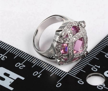 خاتم نسائي مطلي بالفضة ومزين بالزركون الكوبي مقاس 8 أمريكي