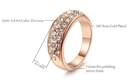 خاتم نسائي مطلي بالذهب مقاس 7.25 أمريكي