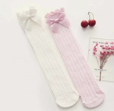 جوارب بناتي مزين بفيونكه قطعه واحده