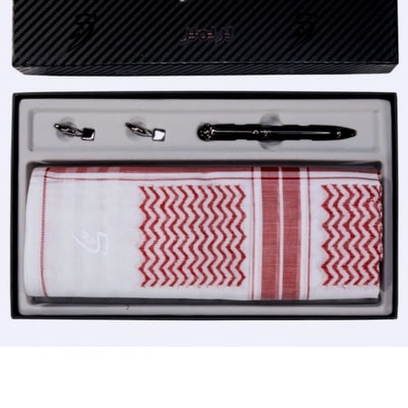 سكيني Skinny - شماغ شاهين بريمير مع هدية قيمة قلم وكبك SHAMAGH RED