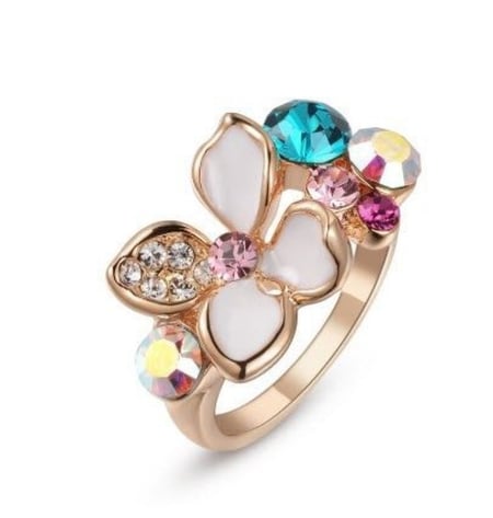 خاتم نسائي مطلي بالذهب مقاس 7.25 أمريكي