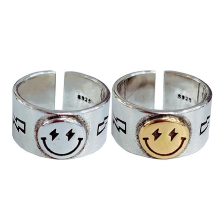 خاتم ايموجي سمايل فيس وجه مبتسم خواتم كوبلز عدد 2 خاتم