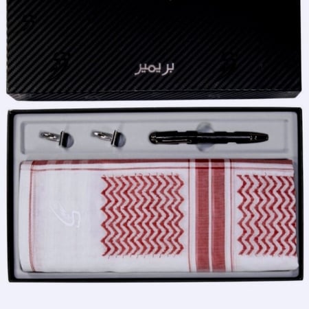 سكيني Skinny - شماغ شاهين بريمير مع هدية قيمة قلم وكبك SHAMAGH RED