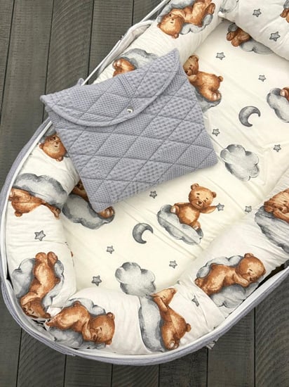 سرير متنقل رمادي مناسب للجنسين