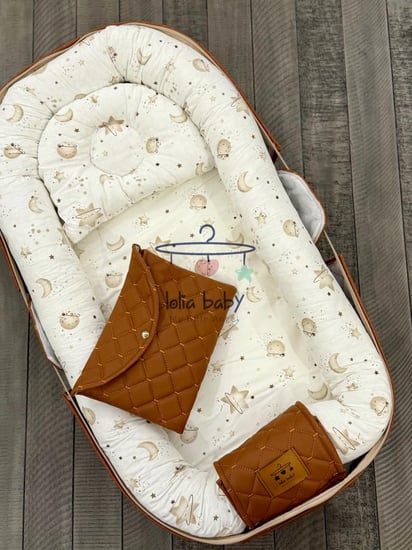 سرير متنقل للمواليد قابل للطي للسفر - جلد جملي