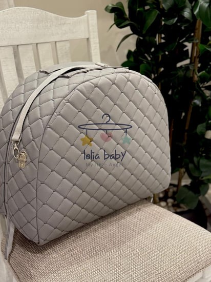 سرير متنقل جلد رمادي مناسب للجنسين