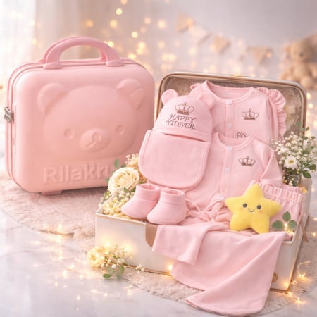 أفضل هدية مولودة في السعودية – طقم مواليد وردي فاخر 14 قطعة