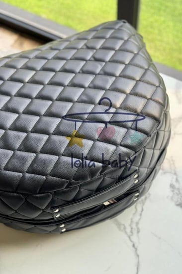 سرير متنقل جلد أسود مناسب للجنسين