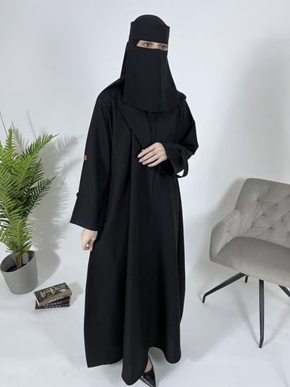 عباية بليزر اسود كلوش - قماش كريب