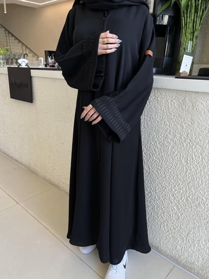 عباية الكم مربع بكلفة مخططة نص كلوش-قماش انترنت