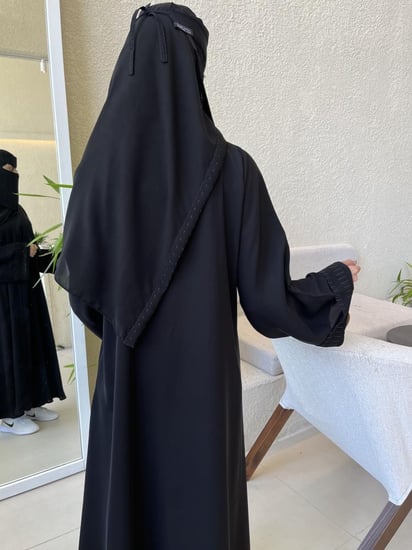 عباية الكم مربع بكلفة مخططة نص كلوش-قماش انترنت