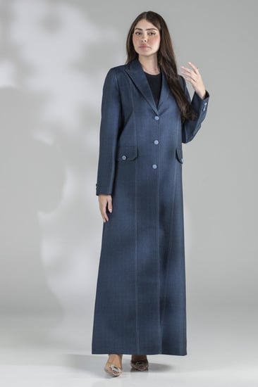 عباية بليزر كحلي قماش صوف - عبايات ملمس