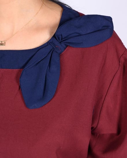 زي عاملات عملي من قطعتين بلوزة واسعة مع ربطة أمامية