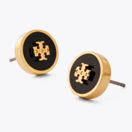 اقرط توري بورش مينا دائري من كيرا مطلي بالذهب اسود