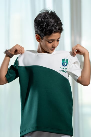 تيشرت الأهلي أخضر&أبيض بقصة مائلة