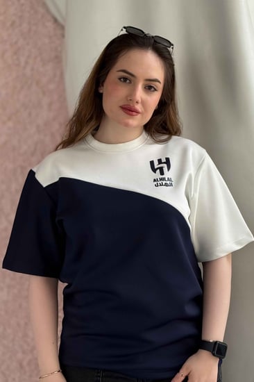 تيشرت الهلال  كحلي بقصة مائلة