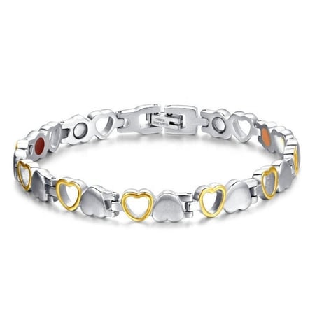 اسوارة ازالة الشحنات للنساء بحجر الجرمانيوم والغناطيس شكل قلوب مفرغة