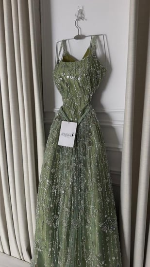 فستان سهره تفاحي كلفه تطريز خرز كلوش