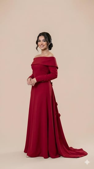 فستان ملكه احمر انيق