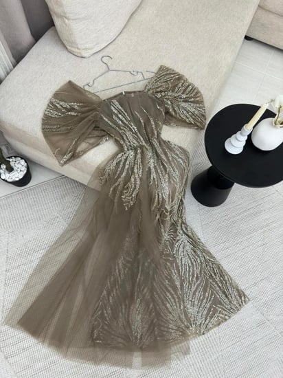 فستان تل كوري اصلي مطرز بخرز