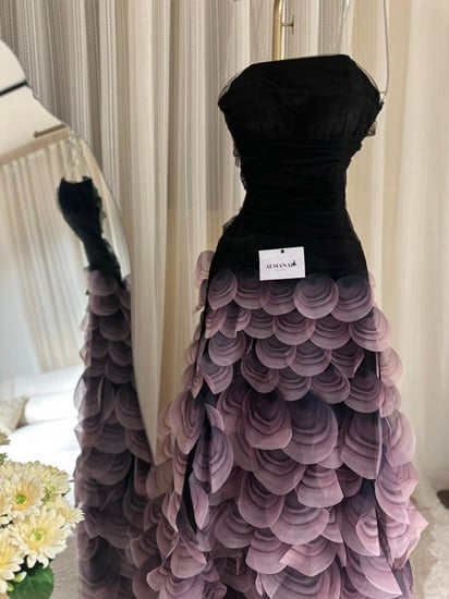 فستان سهره تل مبطن تفته