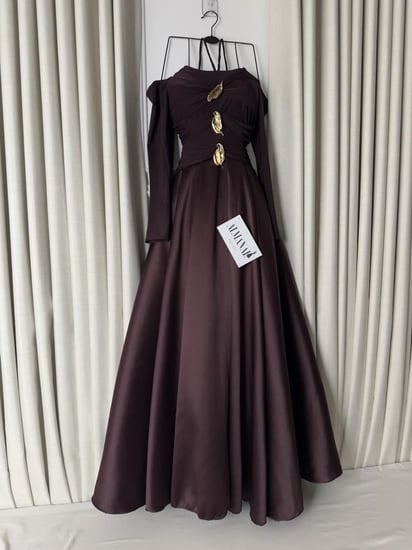 فستان ميكادو تدخيله كرستال استرتش  دبل كلوش