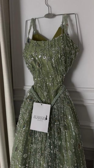 فستان سهره تفاحي كلفه تطريز خرز كلوش