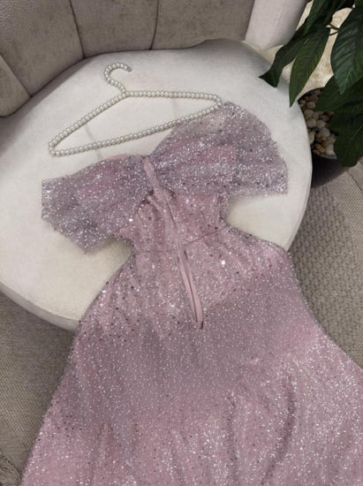 فستان سهره تل مطرز بلول وخرر