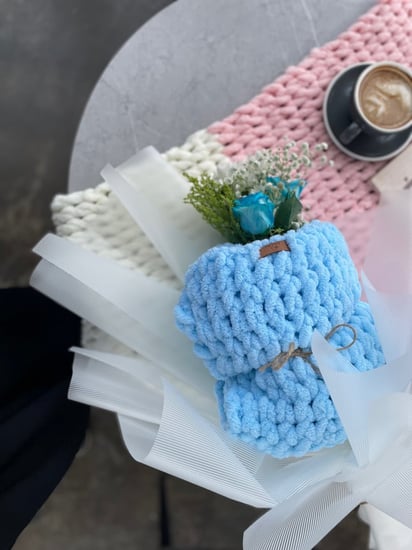 باقة ورد بطانية بيبي 70*70 بخيوط البوفي