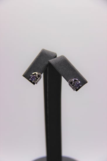 حلق كريستال بنفسجي فاتح فضة 925