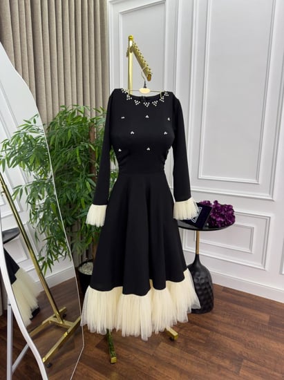 فستان سهرة كم طويل