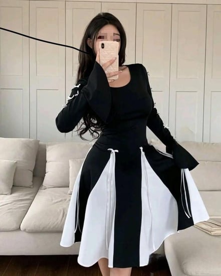 فستان ابيض واسود