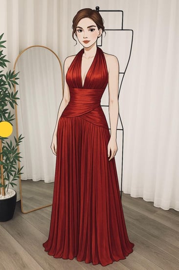 فستان ناعم عودي كسرات فخمة