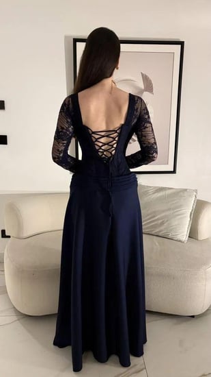 فستان سهرة باربي أكمام دانتيل