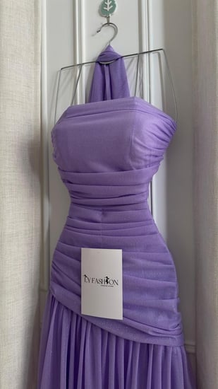 فستان سهرة بنفسجي لامع