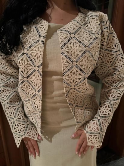 فستان ناعم بيج بجاكيت فاخر