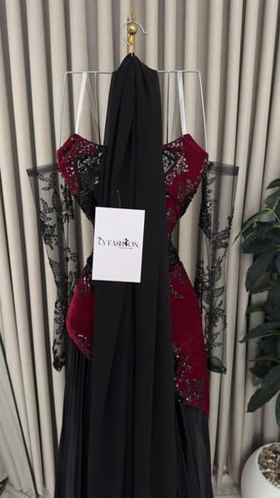 فستان سهرة جوخ مطرز يدوي