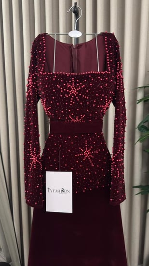 فستان سهرة جوخ مطرز لول لمعه