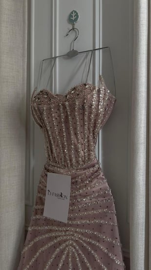 فستان سهرة لحمي شغل يدوي راقي