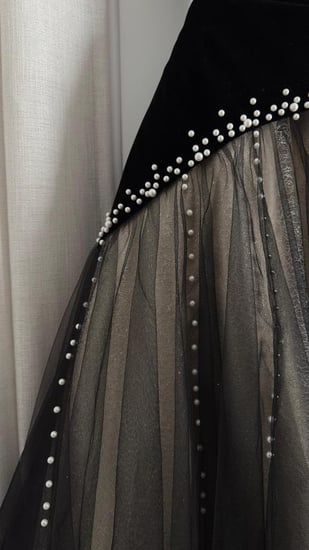 فستان سهرة جوخ مطرز لول لمعه