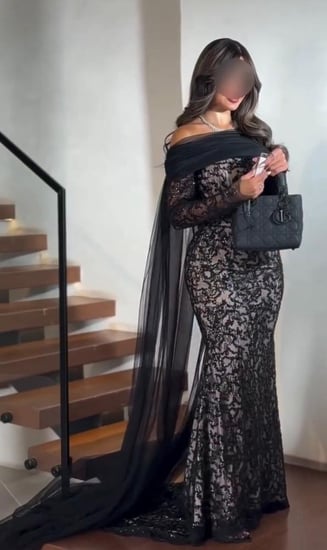 فستان سهرة دانتيل خرز تل تيواني