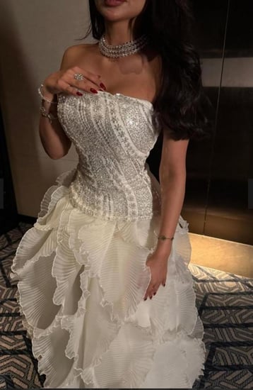 فستان سهرة باربي تطريز شك يدوي راقي