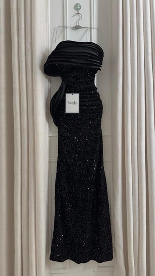 فستان سهرة أسود ترتر