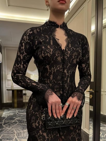 فستان سهرة دانتيل أسود فخم