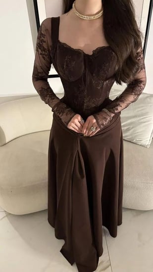 فستان سهرة باربي أكمام دانتيل