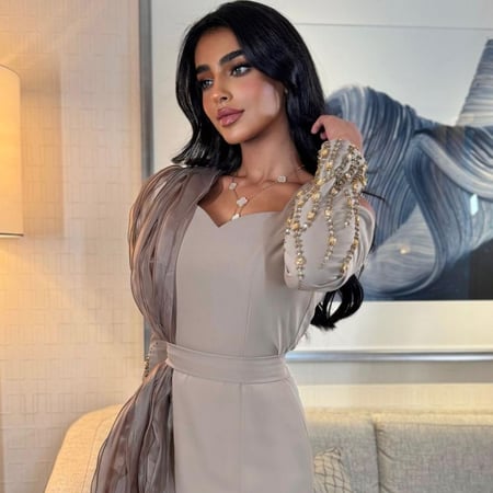 فستان سهرة راقي باربي تطريز يدوي