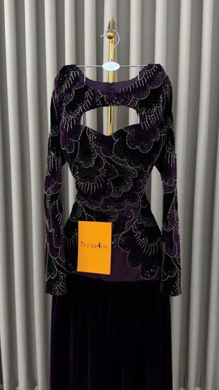 فستان سهرة مخمل مطرز راقي