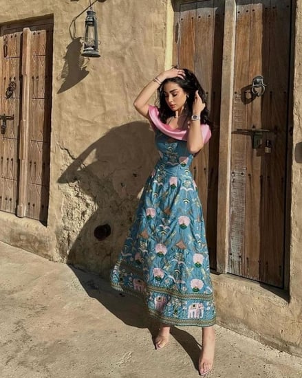 فستان مشجر راقي تطريز كمبيوتر